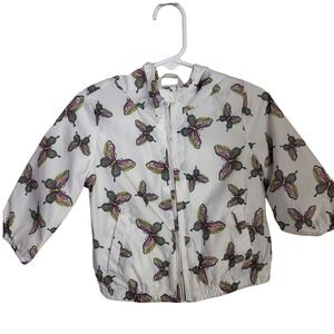 Baby GAP Toddler 12-18 Months White Butterfly Print Hooded Rain Jacket Adorable!